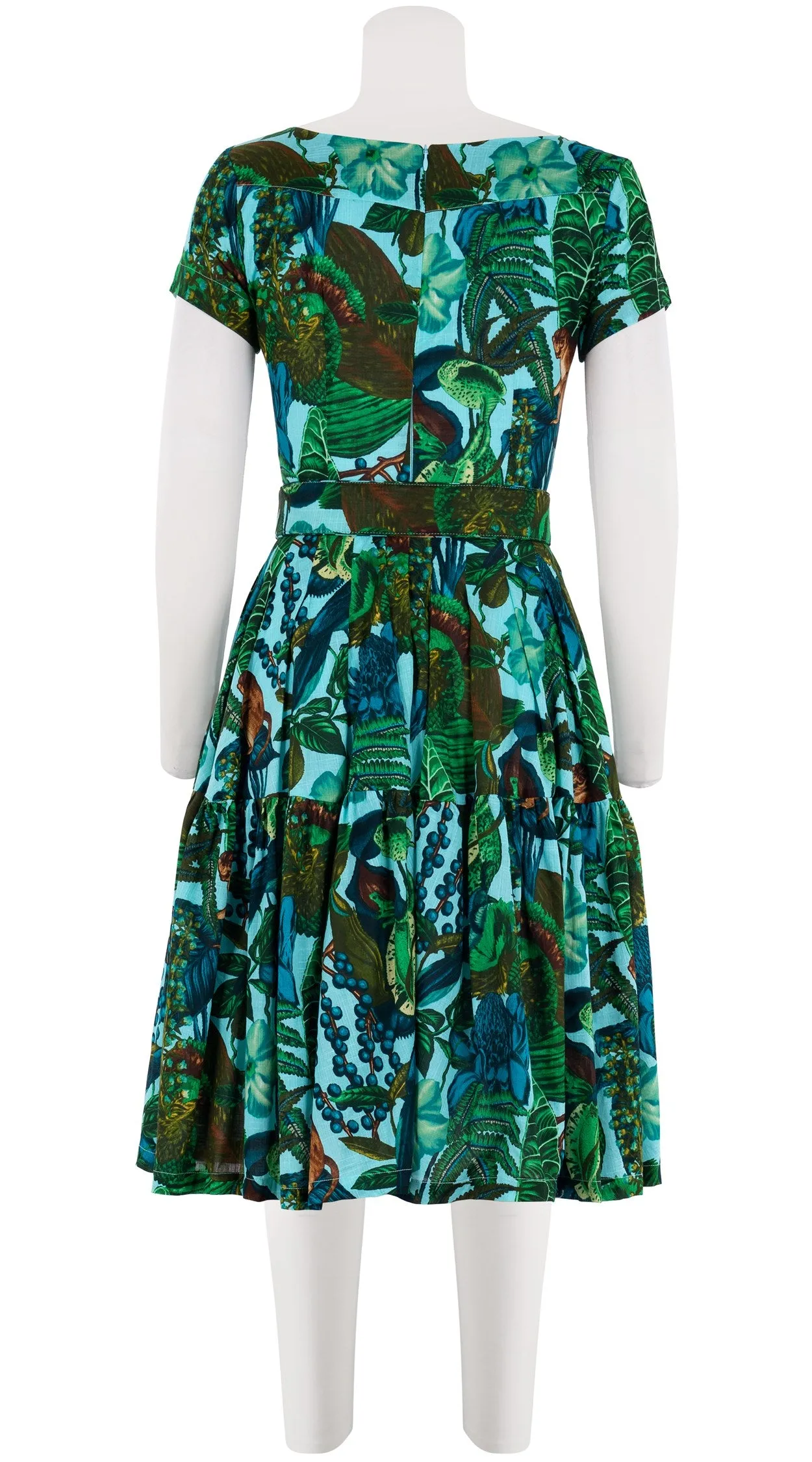 Rose Dress Boat Neck Short Sleeve Cotton Musola (Dreamy Jungle)