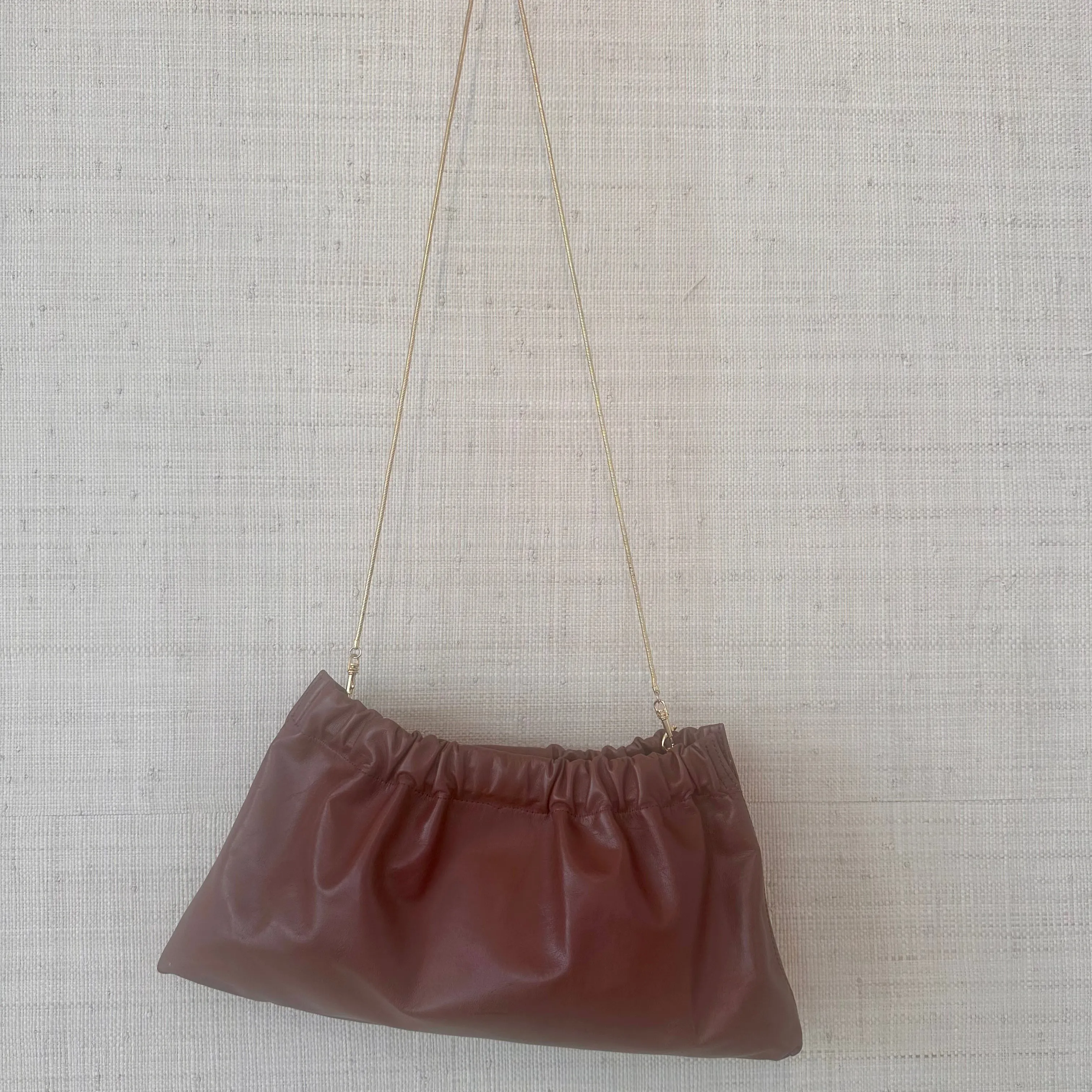 Ruched Shoulder Bag - Mahogany