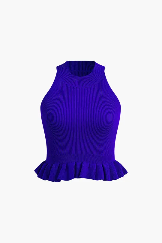 Ruffle Hem Knit Tank Top