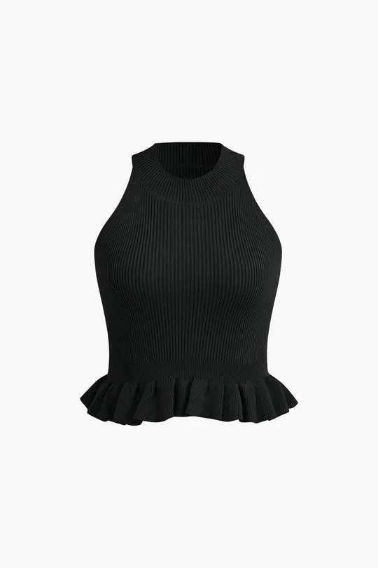 Ruffle Hem Knit Tank Top
