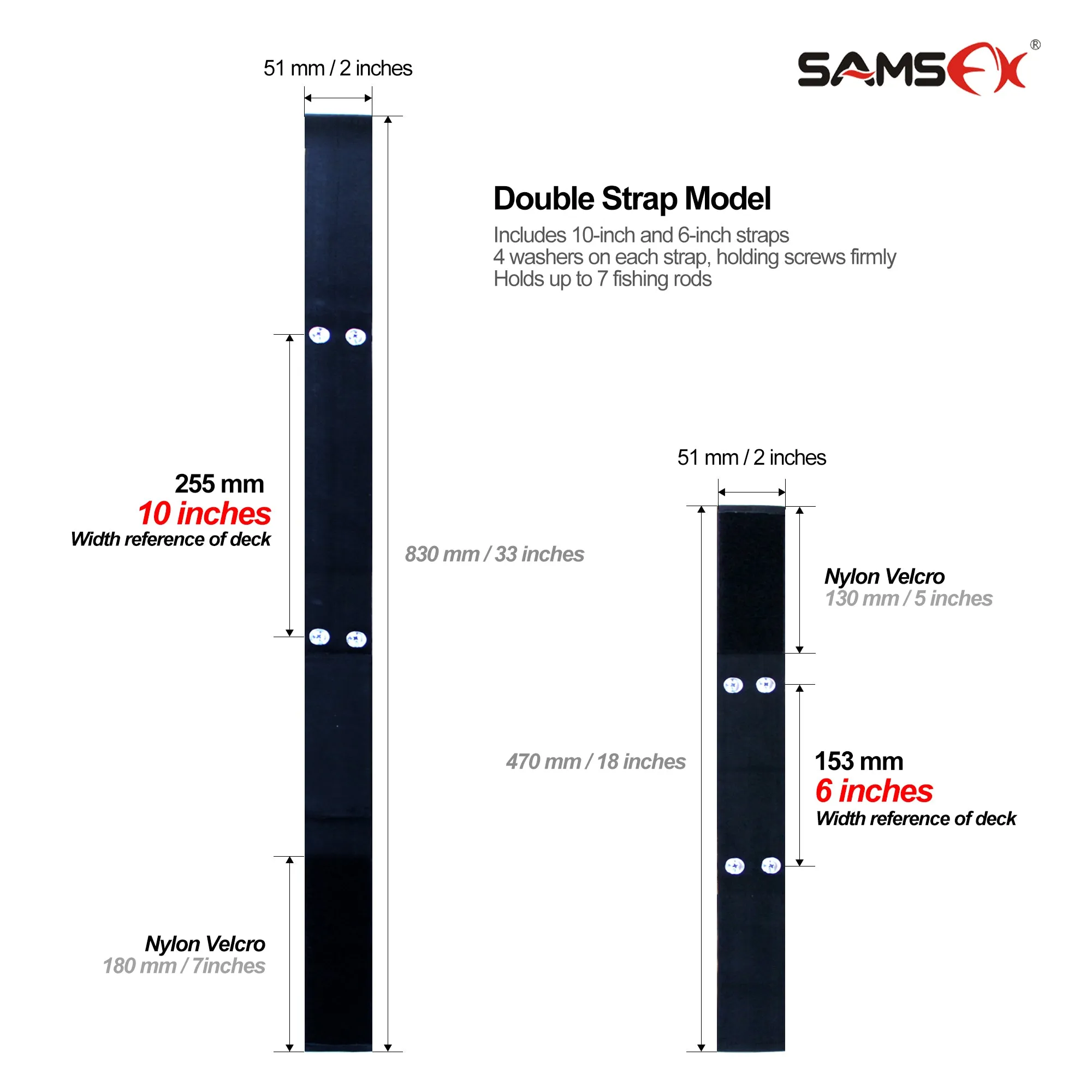 SAMSFX Marine Rod Saver Pole Holder Rod Tamer Deck Mount Safety Strap for Kayak Boating Fishing