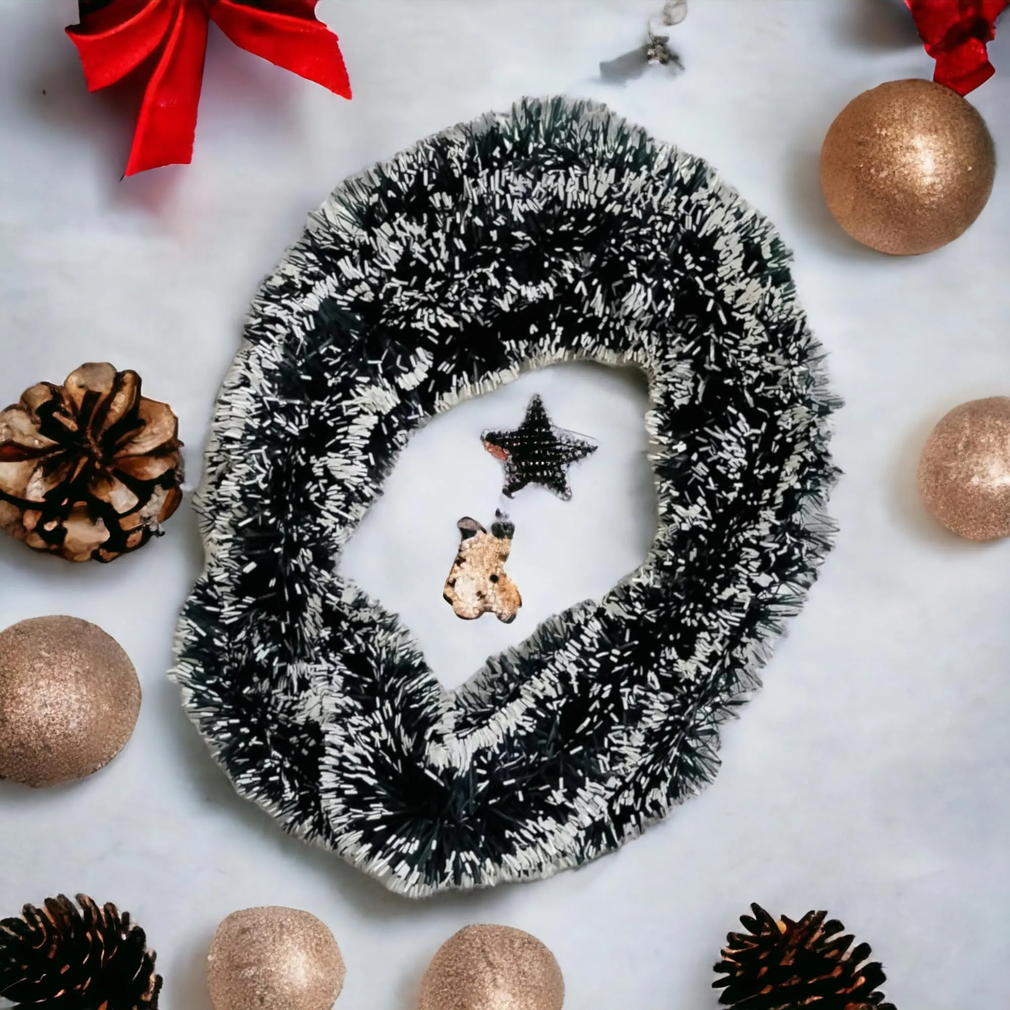 Saudeep India 6 Ft Snow Garland for Christmas Tree Decoration | Xmas Tree Ornaments Tinsel Hanging Strings Snow Garland | Christmas Decorations Items Home Office Railing Decor (Set of 5)
