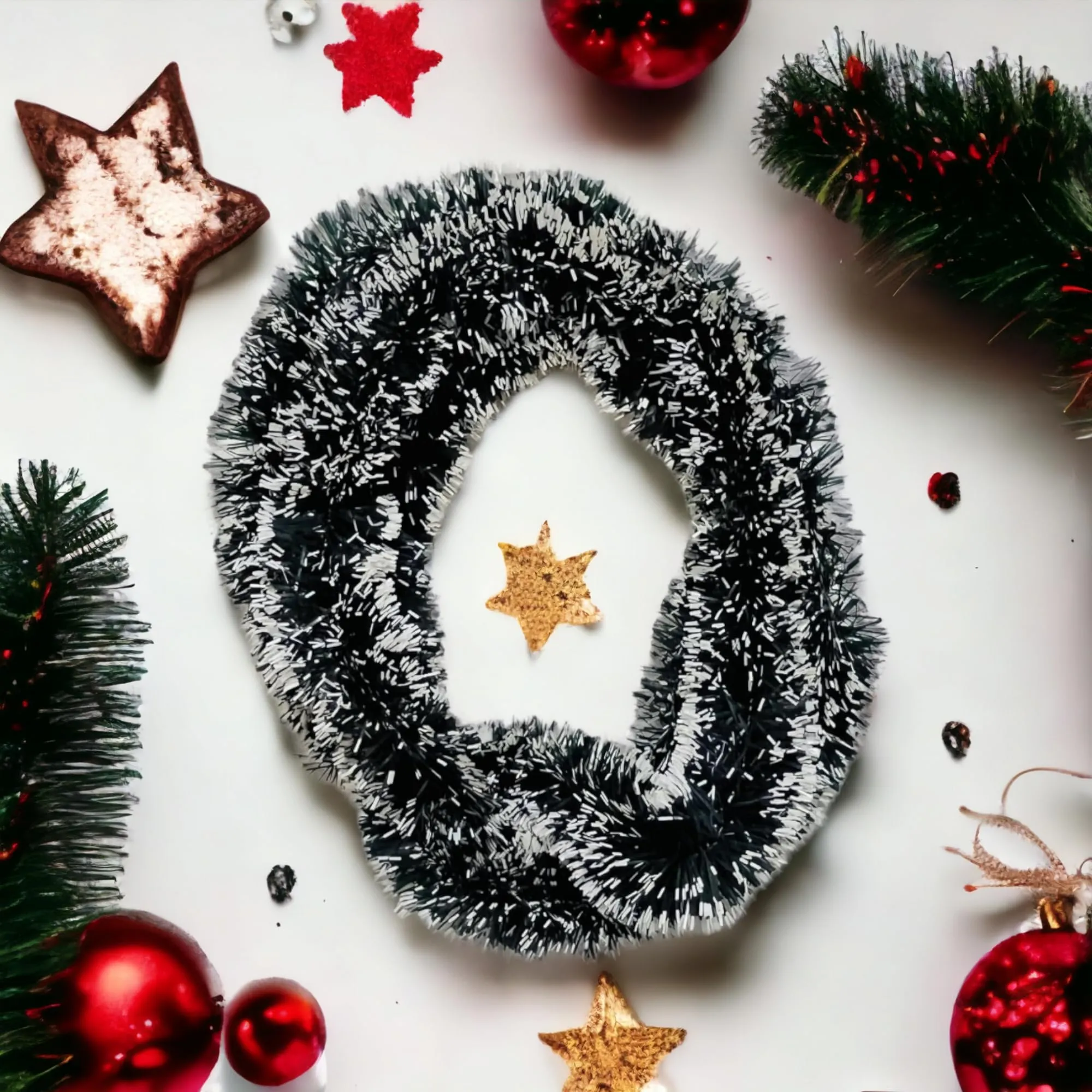 Saudeep India 6 Ft Snow Garland for Christmas Tree Decoration | Xmas Tree Ornaments Tinsel Hanging Strings Snow Garland | Christmas Decorations Items Home Office Railing Decor (Set of 5)