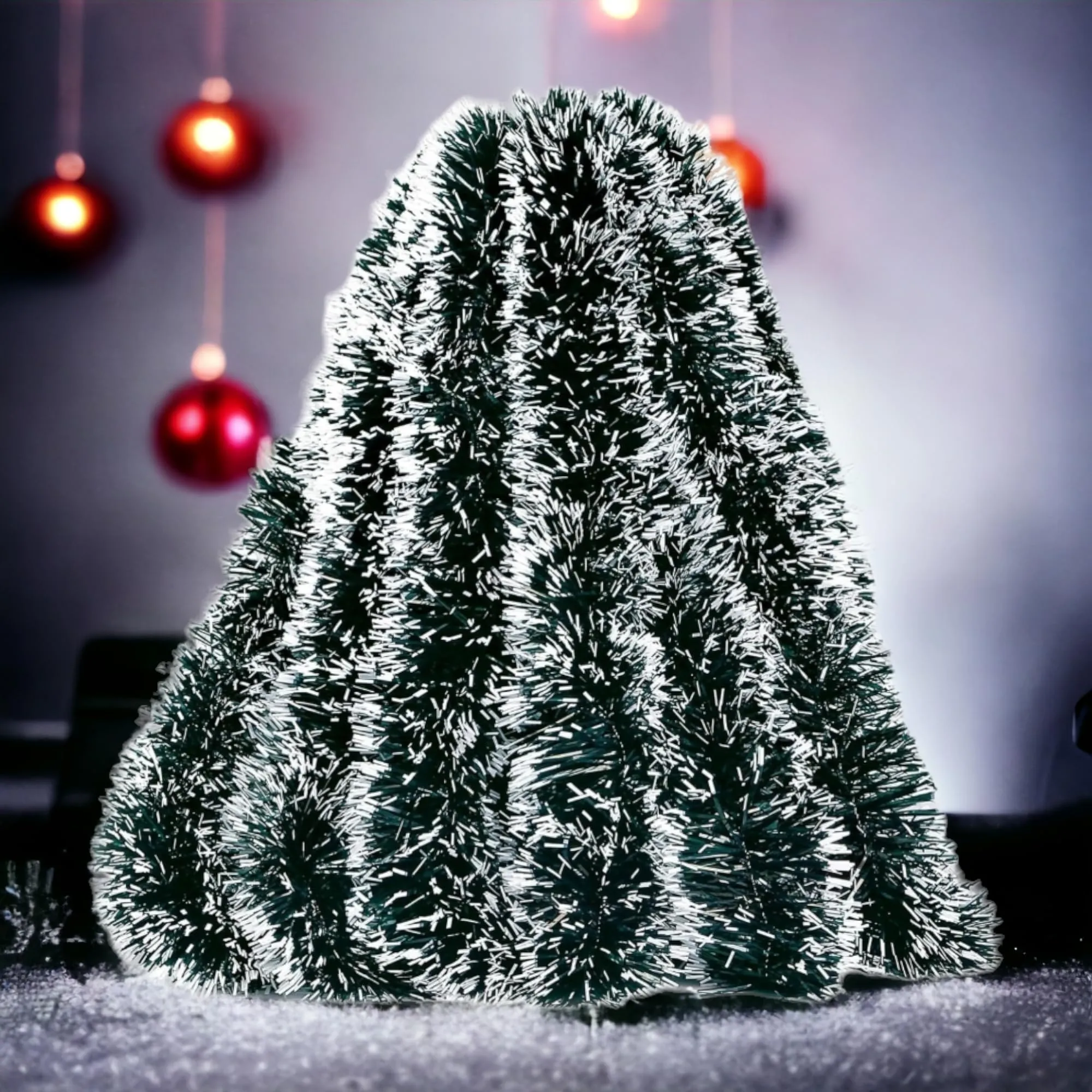 Saudeep India 6 Ft Snow Garland for Christmas Tree Decoration | Xmas Tree Ornaments Tinsel Hanging Strings Snow Garland | Christmas Decorations Items Home Office Railing Decor (Set of 5)