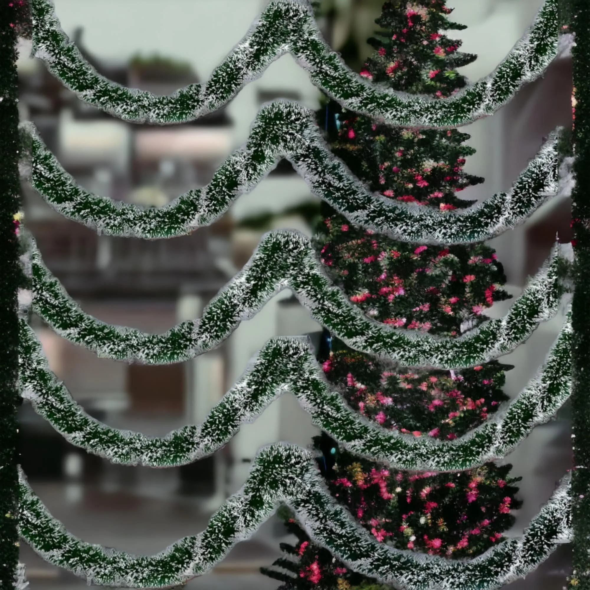 Saudeep India 6 Ft Snow Garland for Christmas Tree Decoration | Xmas Tree Ornaments Tinsel Hanging Strings Snow Garland | Christmas Decorations Items Home Office Railing Decor (Set of 5)