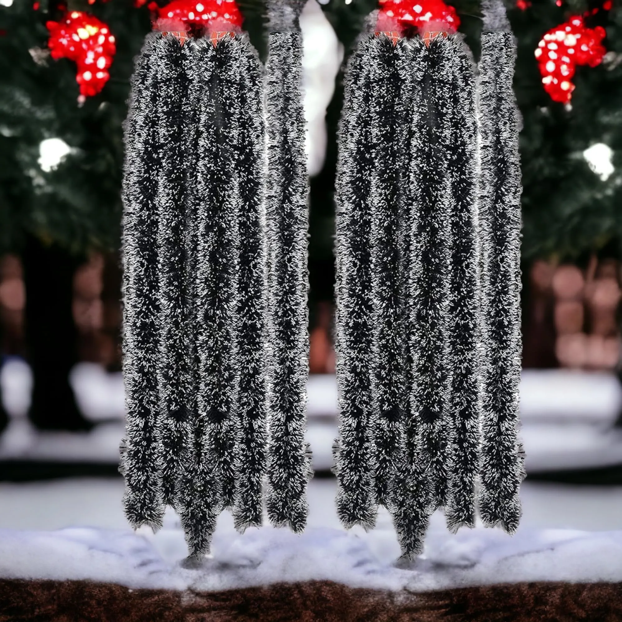 Saudeep India 6 Ft Snow Garland for Christmas Tree Decoration | Xmas Tree Ornaments Tinsel Hanging Strings Snow Garland | Christmas Decorations Items Home Office Railing Decor (Set of 5)
