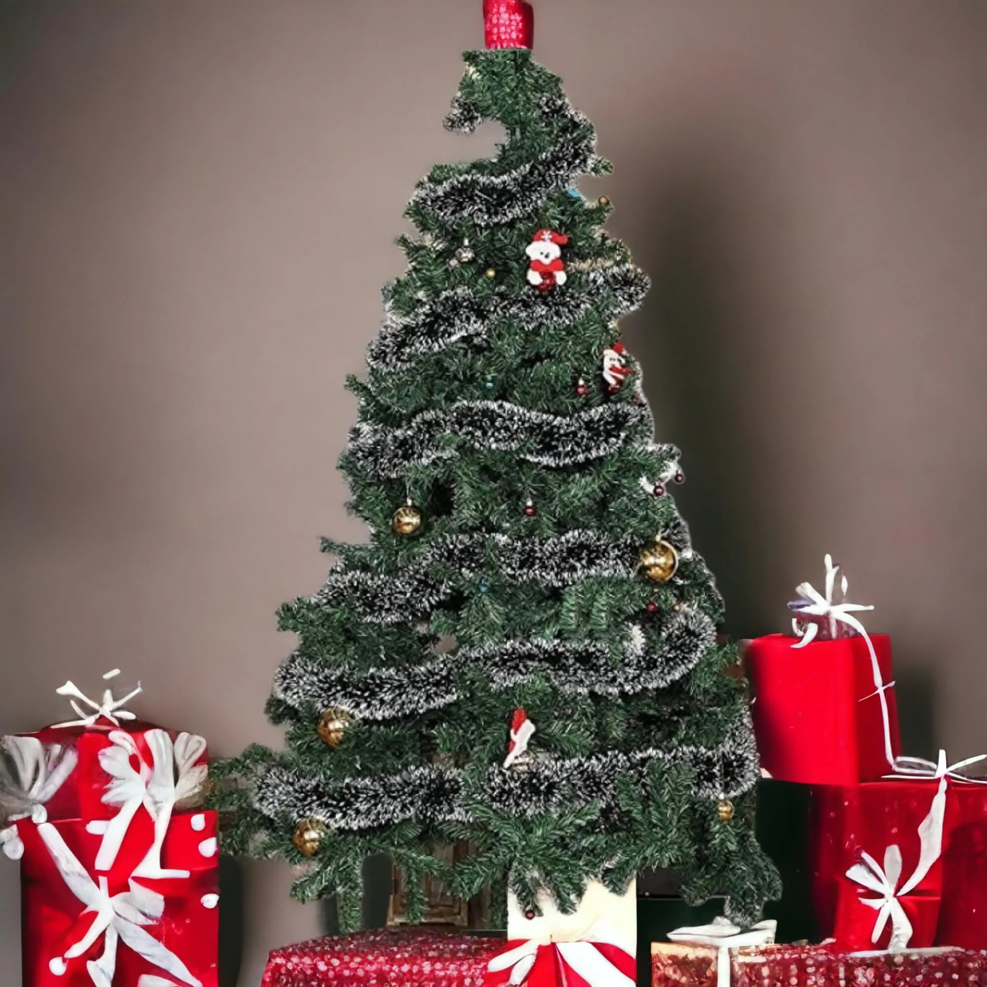 Saudeep India 6 Ft Snow Garland for Christmas Tree Decoration | Xmas Tree Ornaments Tinsel Hanging Strings Snow Garland | Christmas Decorations Items Home Office Railing Decor (Set of 5)