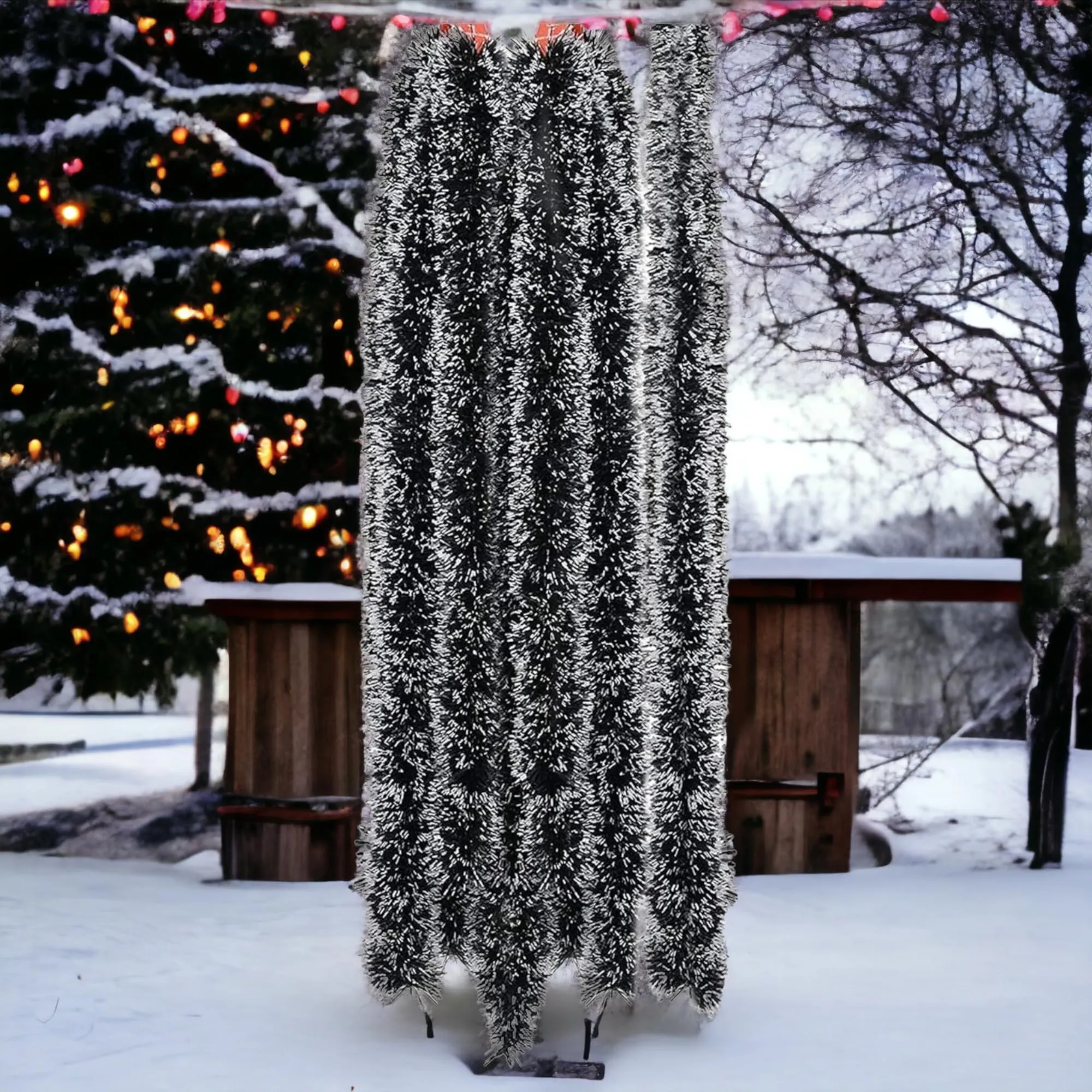Saudeep India 6 Ft Snow Garland for Christmas Tree Decoration | Xmas Tree Ornaments Tinsel Hanging Strings Snow Garland | Christmas Decorations Items Home Office Railing Decor (Set of 5)