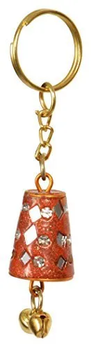 Saudeep India Wooden Hand Carved Keychains (Multicolour) - Set of 12 (Mirror Work)