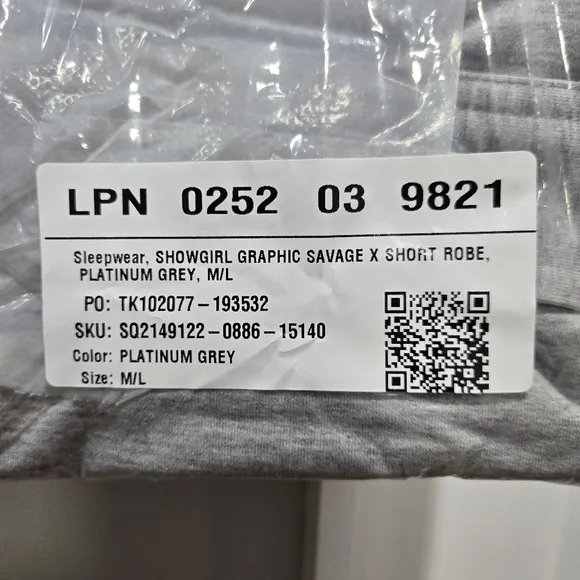 Savage X Fenty Grey Hooded Robe