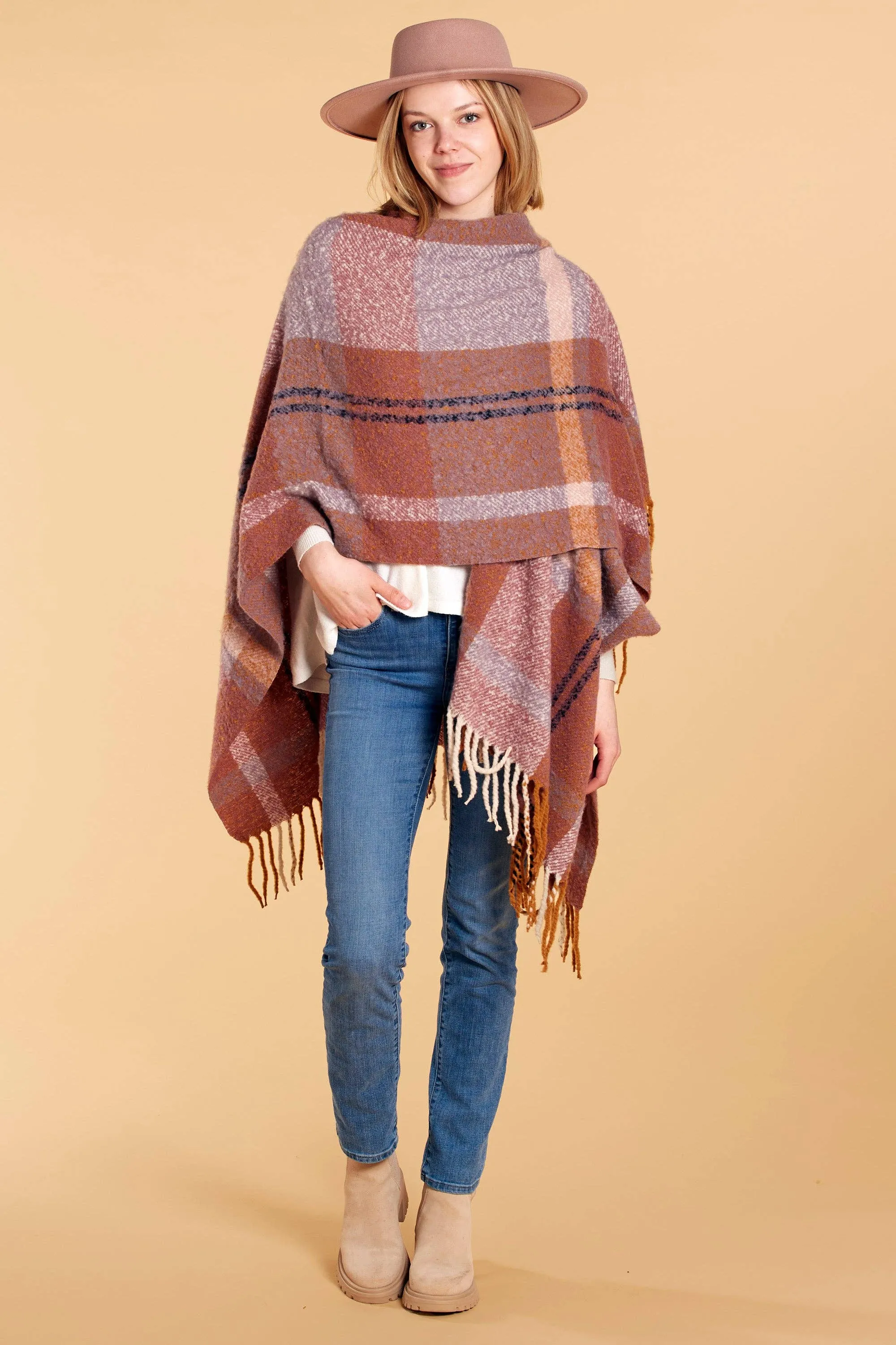 Savannah Plaid Ruana - Lavender