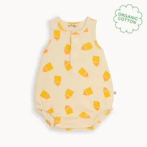 Scallop - Yellow Beach Hut Towelling Bubble Romper