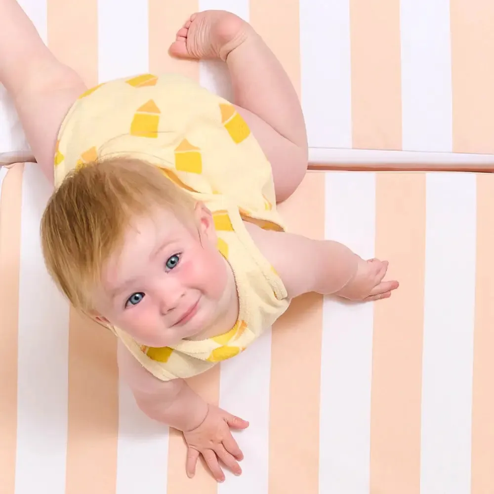 Scallop - Yellow Beach Hut Towelling Bubble Romper