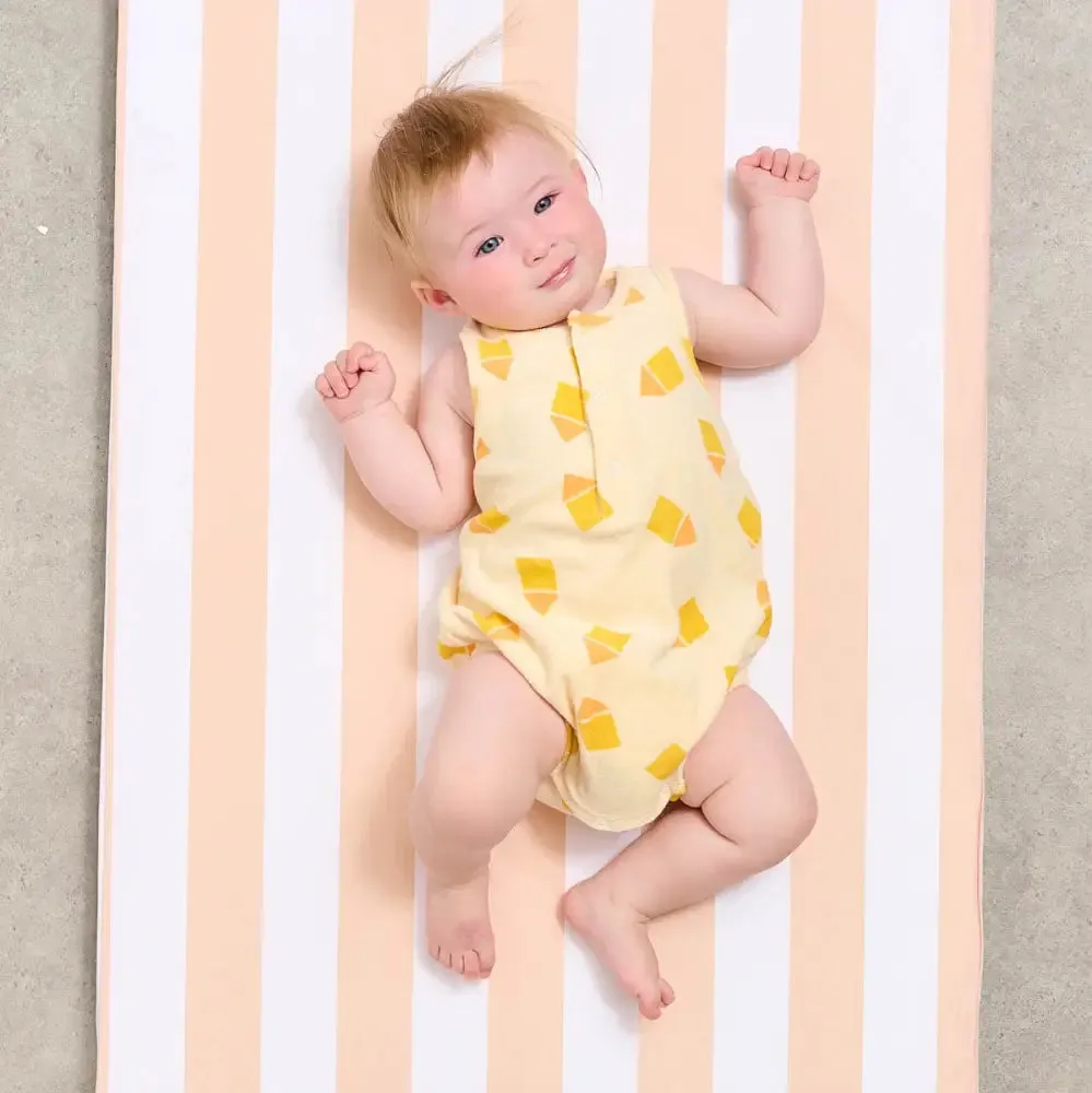 Scallop - Yellow Beach Hut Towelling Bubble Romper