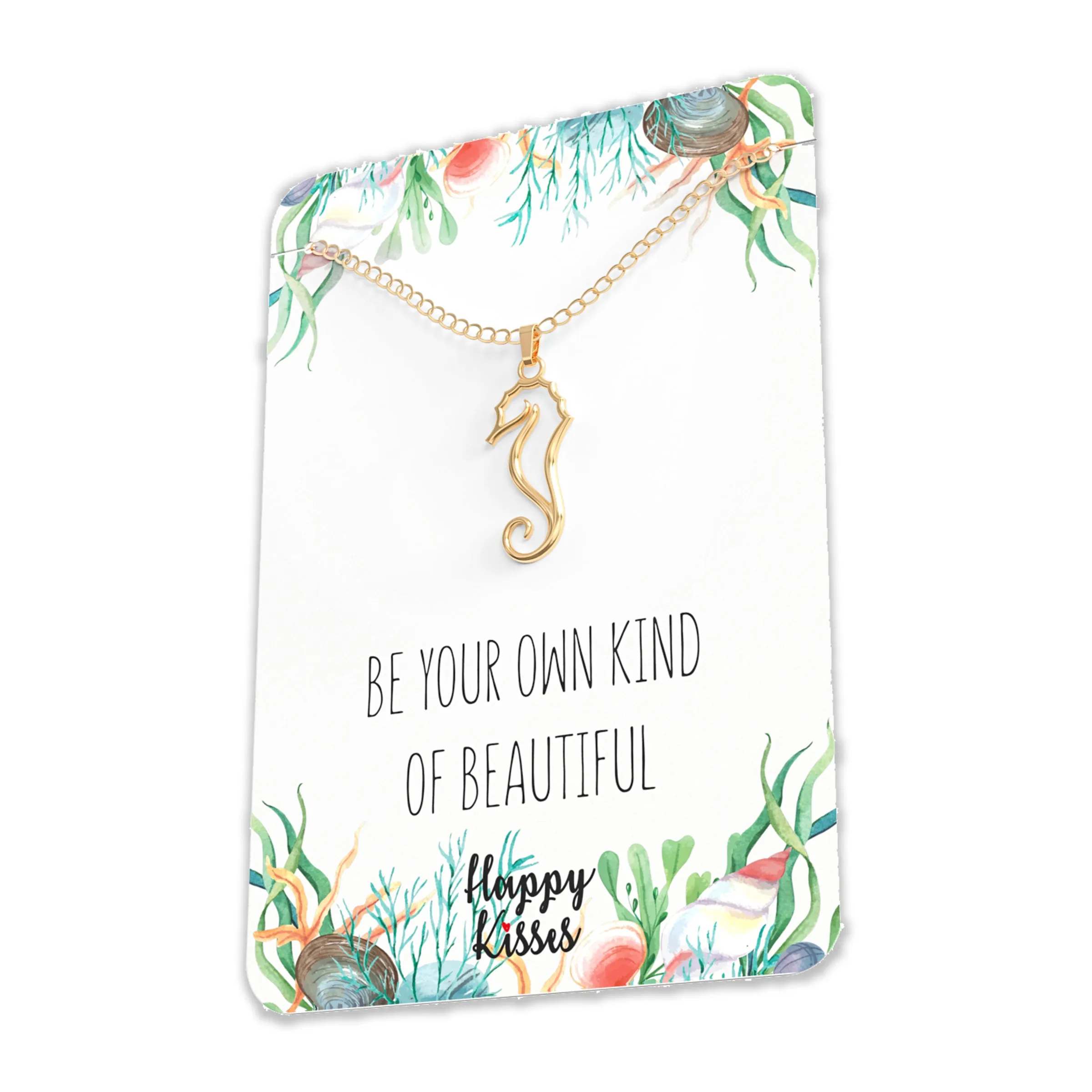 Seahorse Necklace – Silhouette Sea Horse Pendant With Gift Message Card
