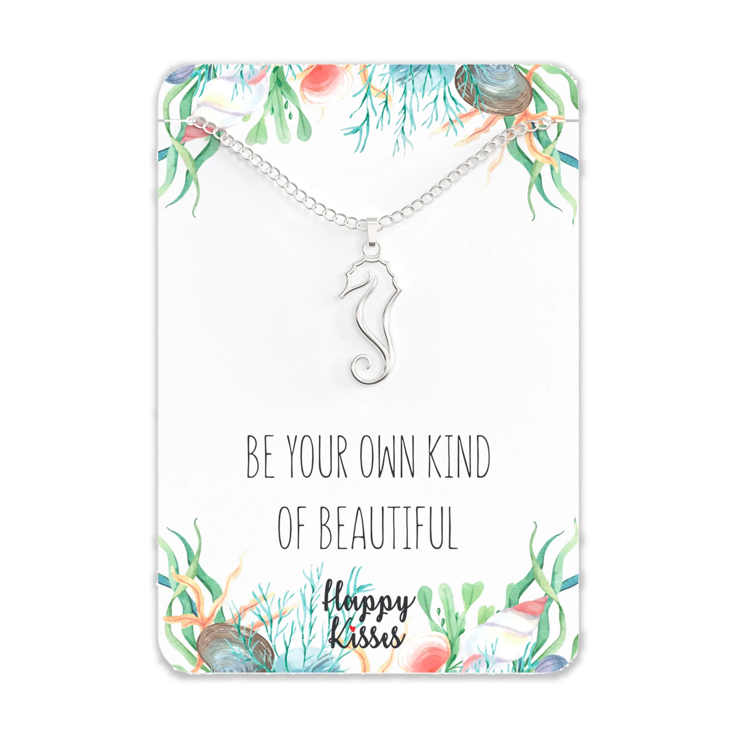 Seahorse Necklace – Silhouette Sea Horse Pendant With Gift Message Card