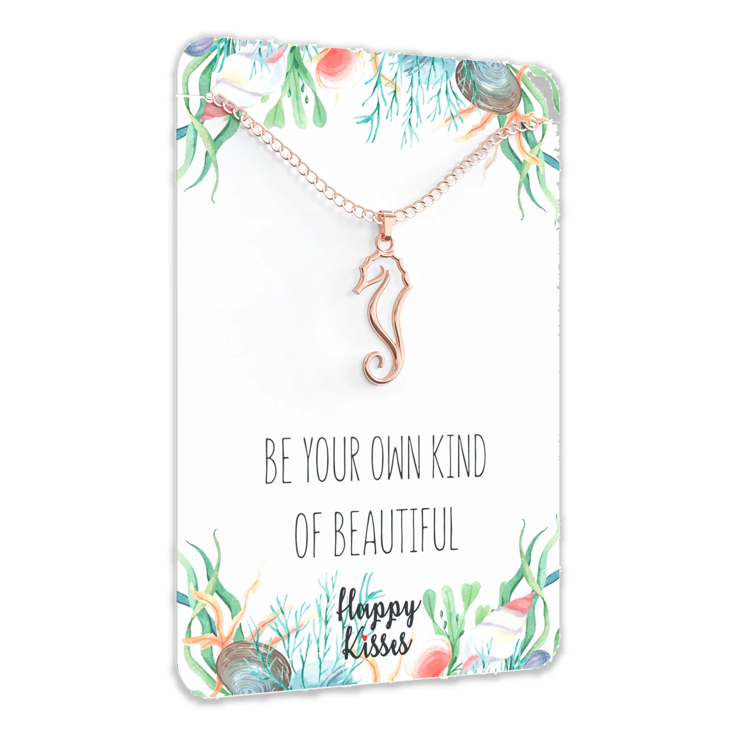 Seahorse Necklace – Silhouette Sea Horse Pendant With Gift Message Card