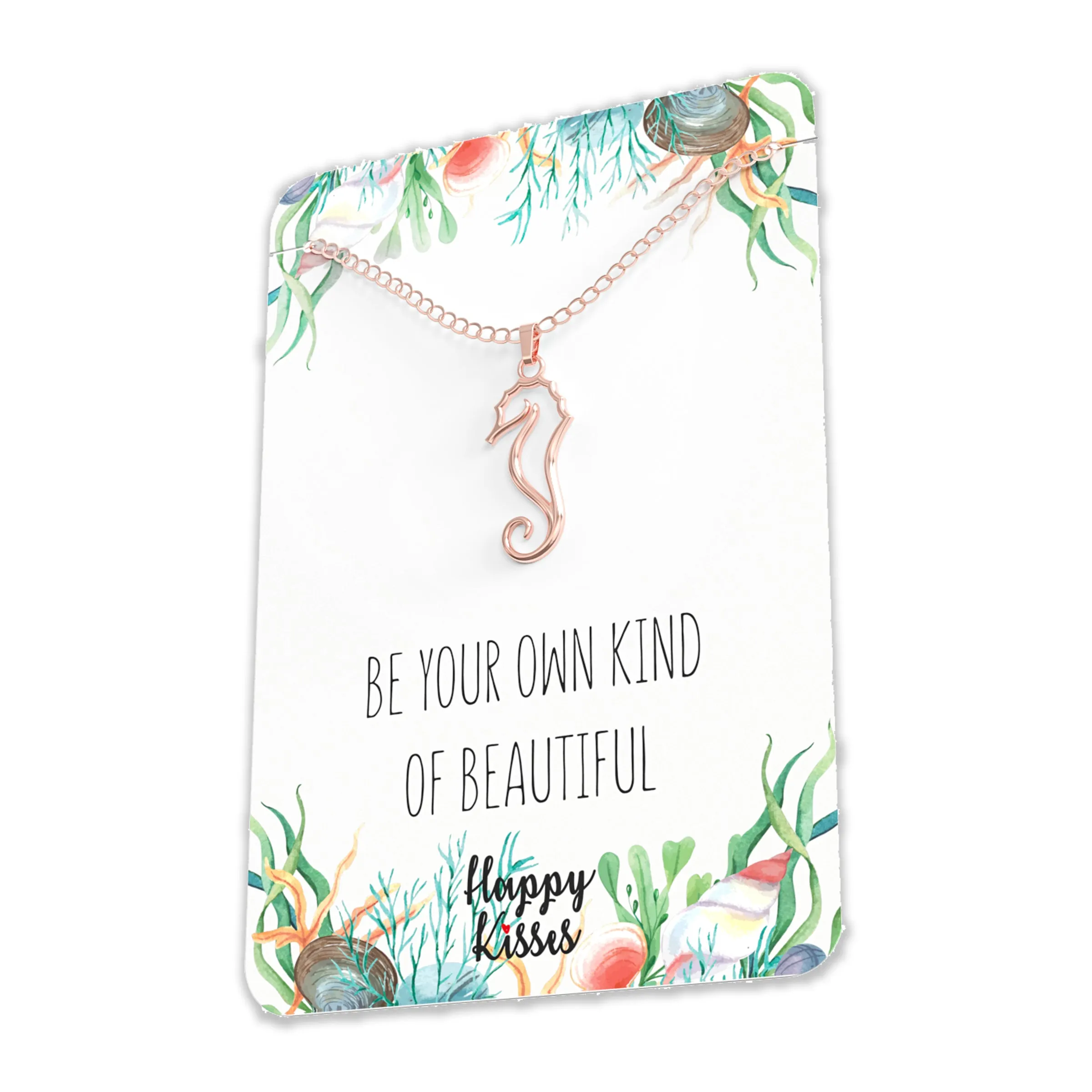 Seahorse Necklace – Silhouette Sea Horse Pendant With Gift Message Card
