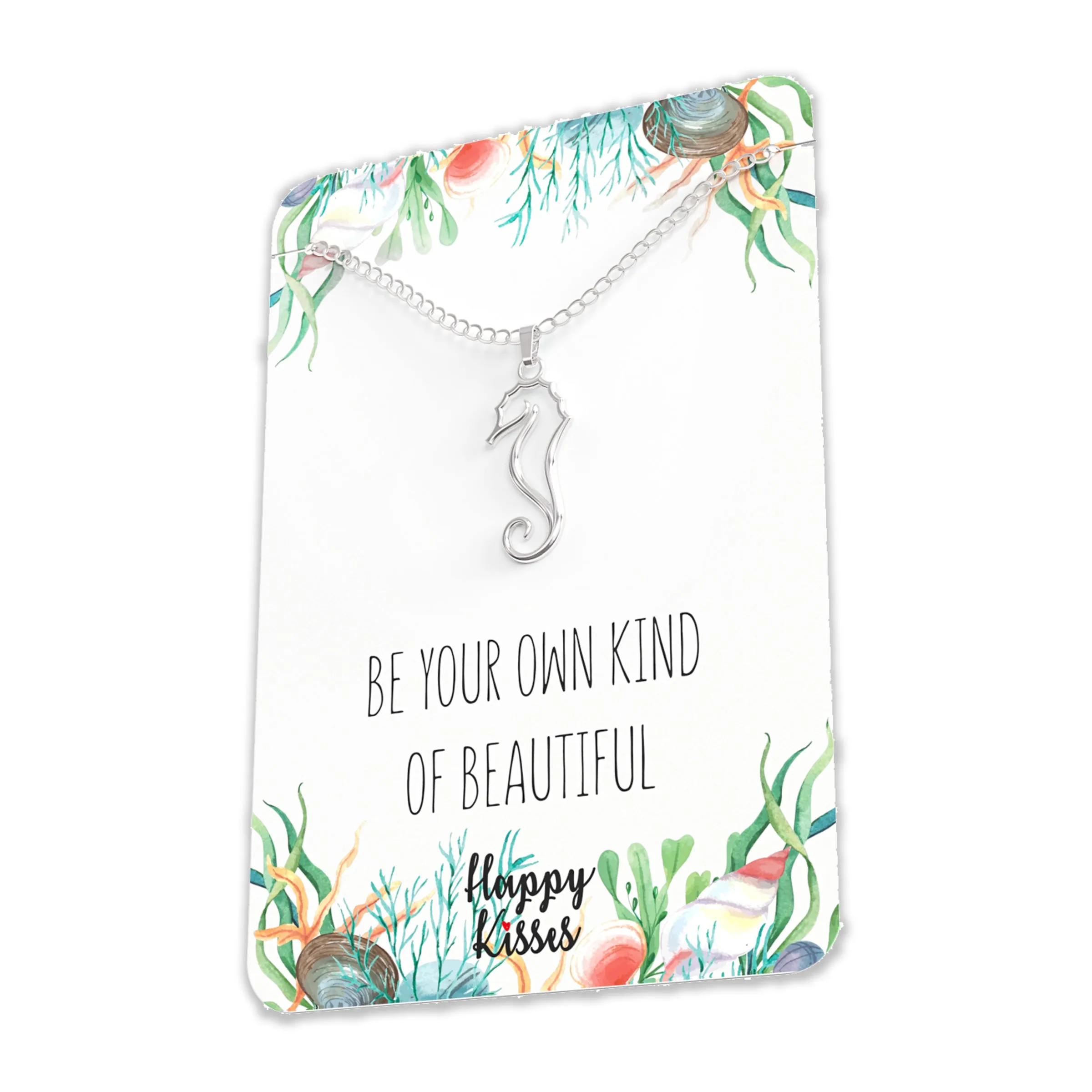 Seahorse Necklace – Silhouette Sea Horse Pendant With Gift Message Card
