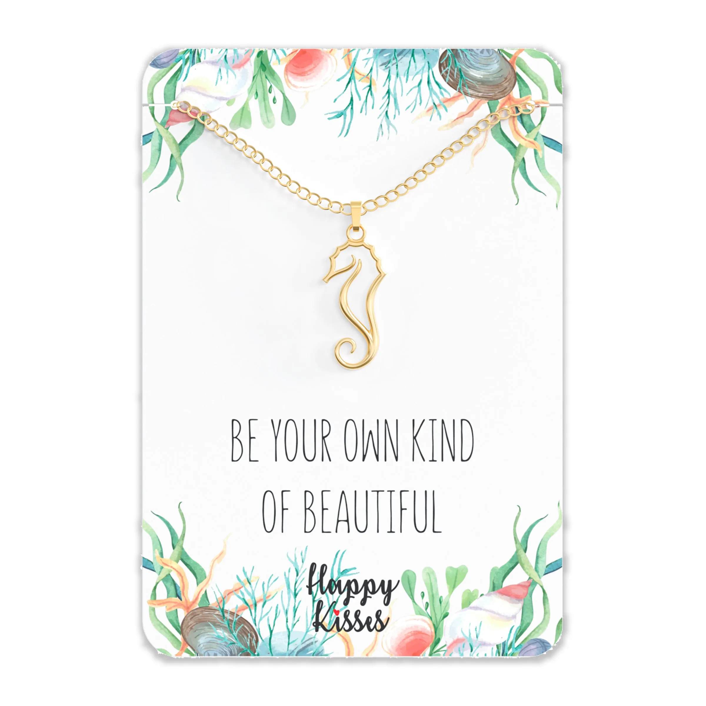 Seahorse Necklace – Silhouette Sea Horse Pendant With Gift Message Card