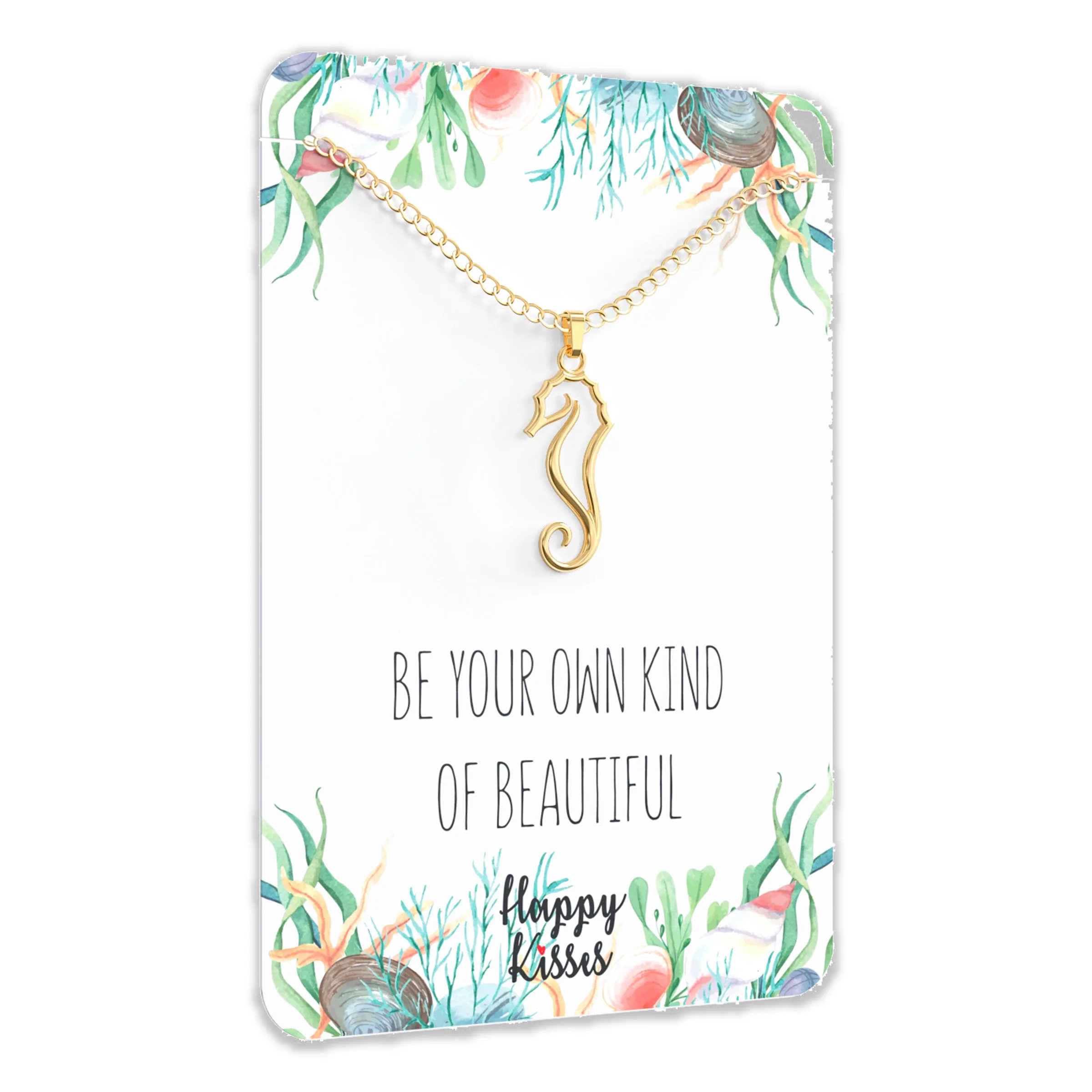 Seahorse Necklace – Silhouette Sea Horse Pendant With Gift Message Card