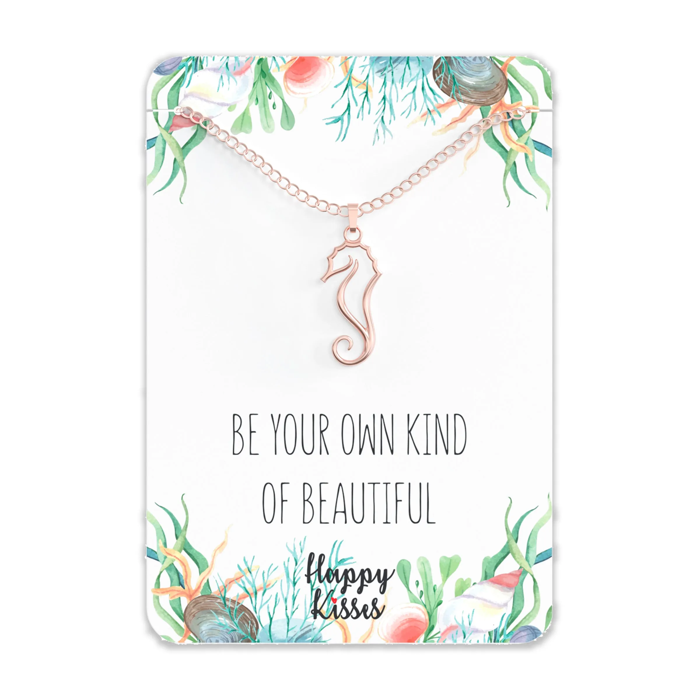 Seahorse Necklace – Silhouette Sea Horse Pendant With Gift Message Card