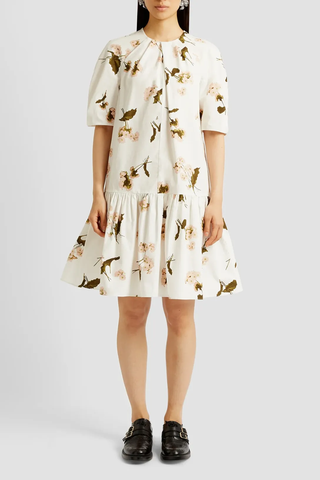Short Sleeve Mini Dress | Elena Garden White