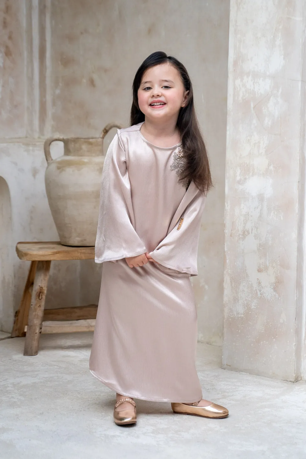 Silken Blush Charm Kids Abaya