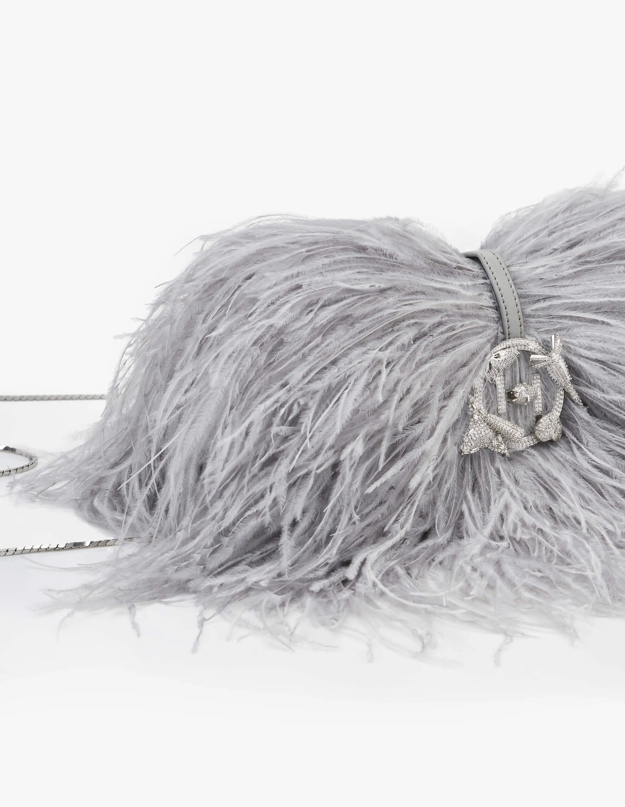 Silver gray scarlet midi bag