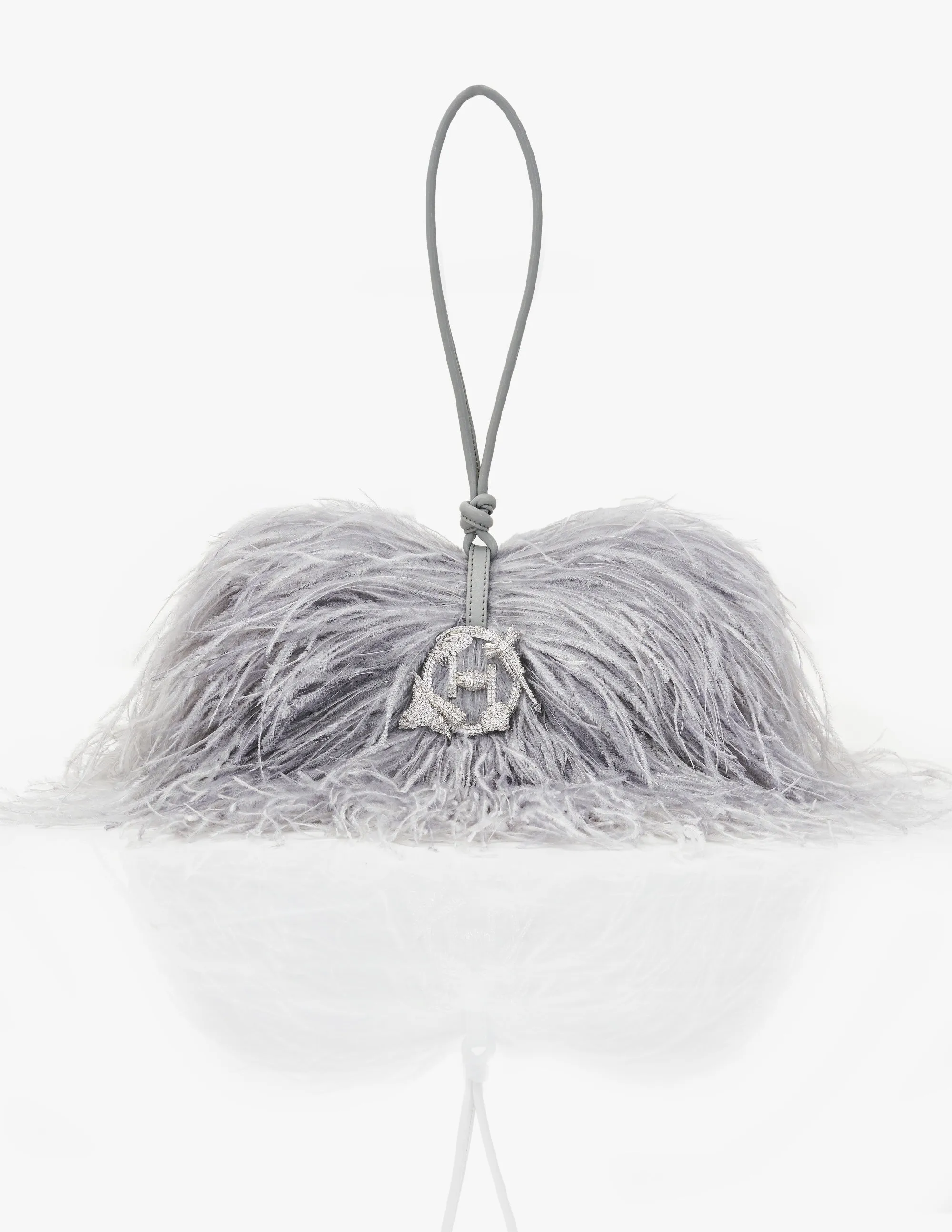 Silver gray scarlet midi bag