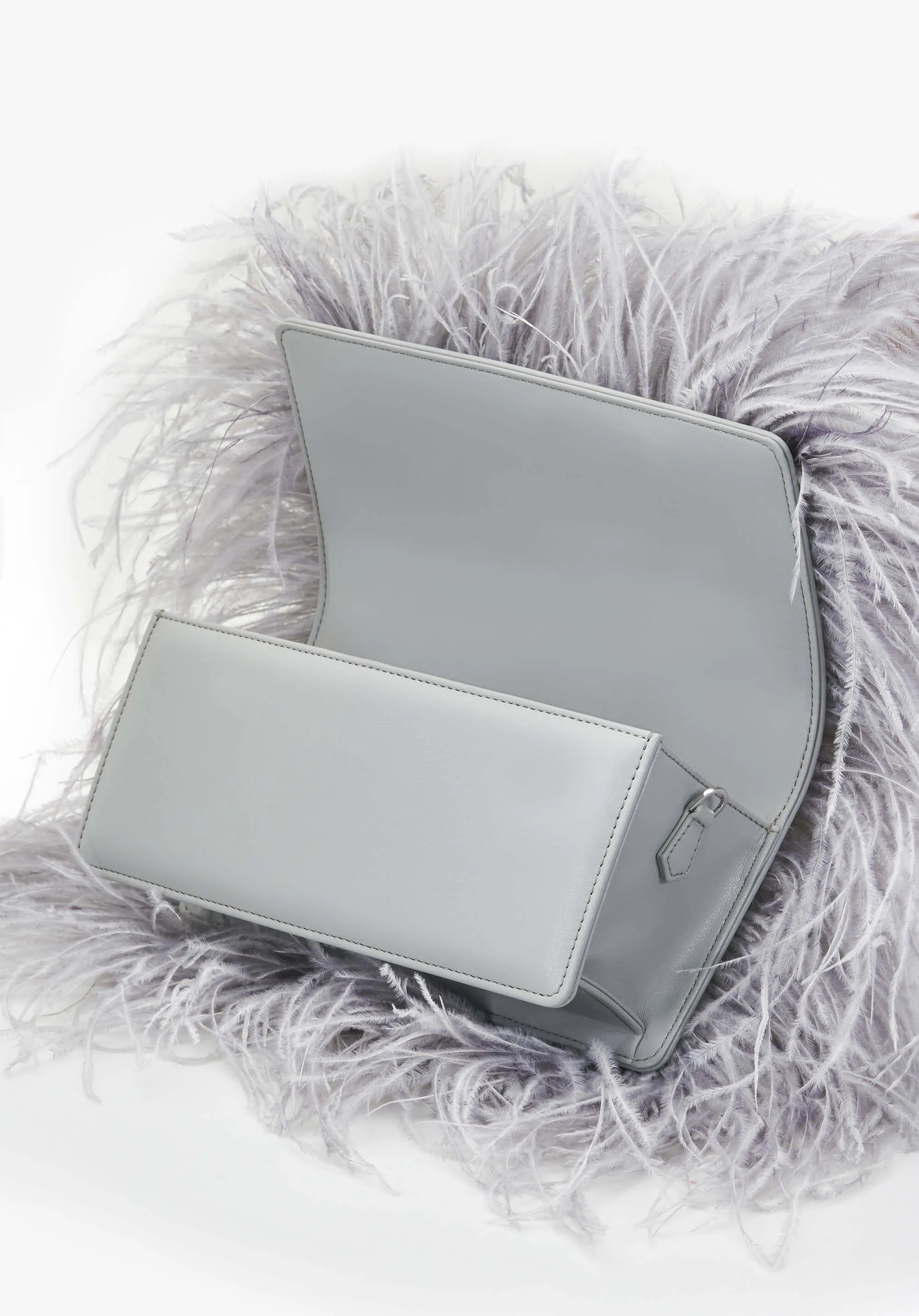Silver gray scarlet midi bag