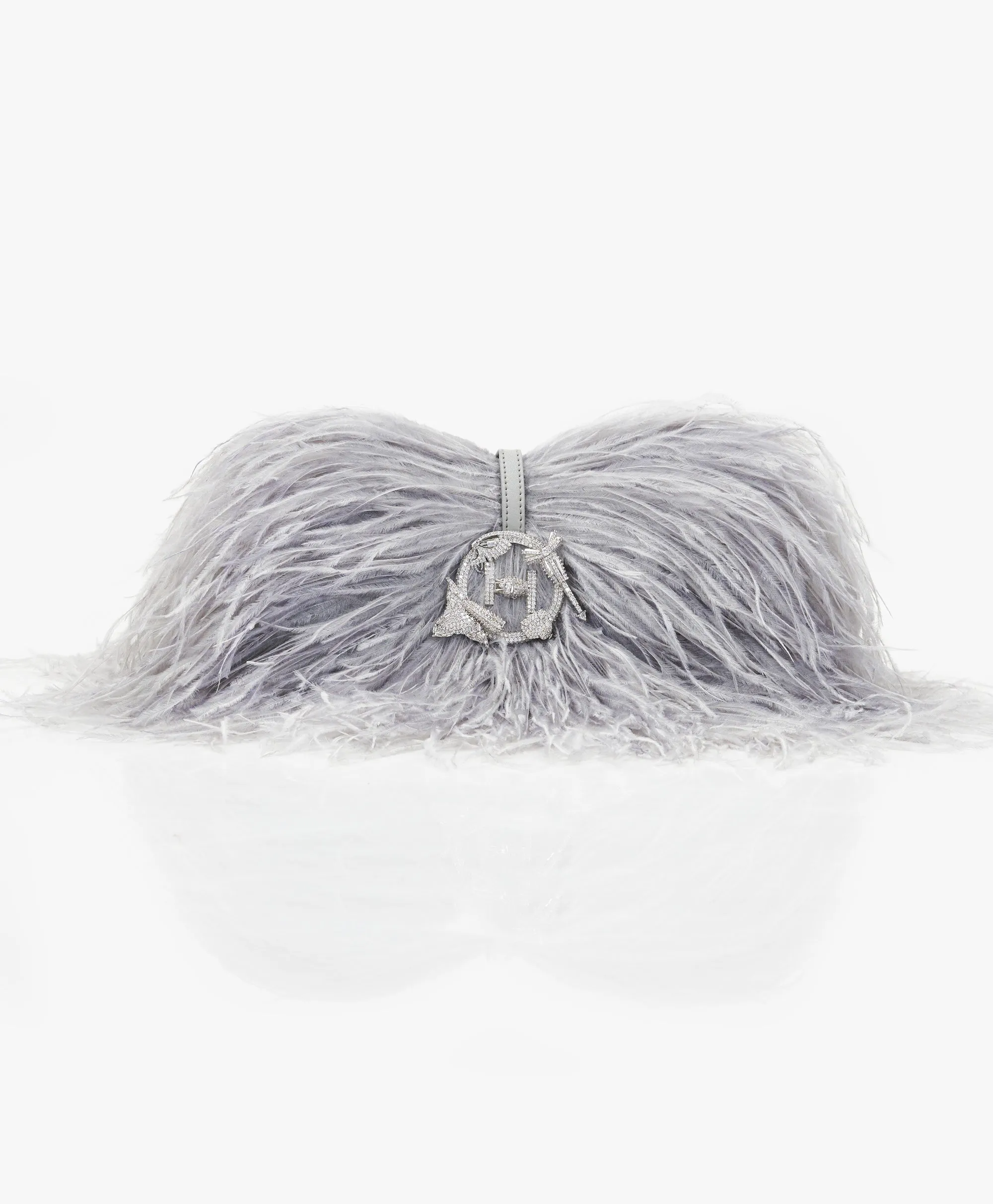 Silver gray scarlet midi bag