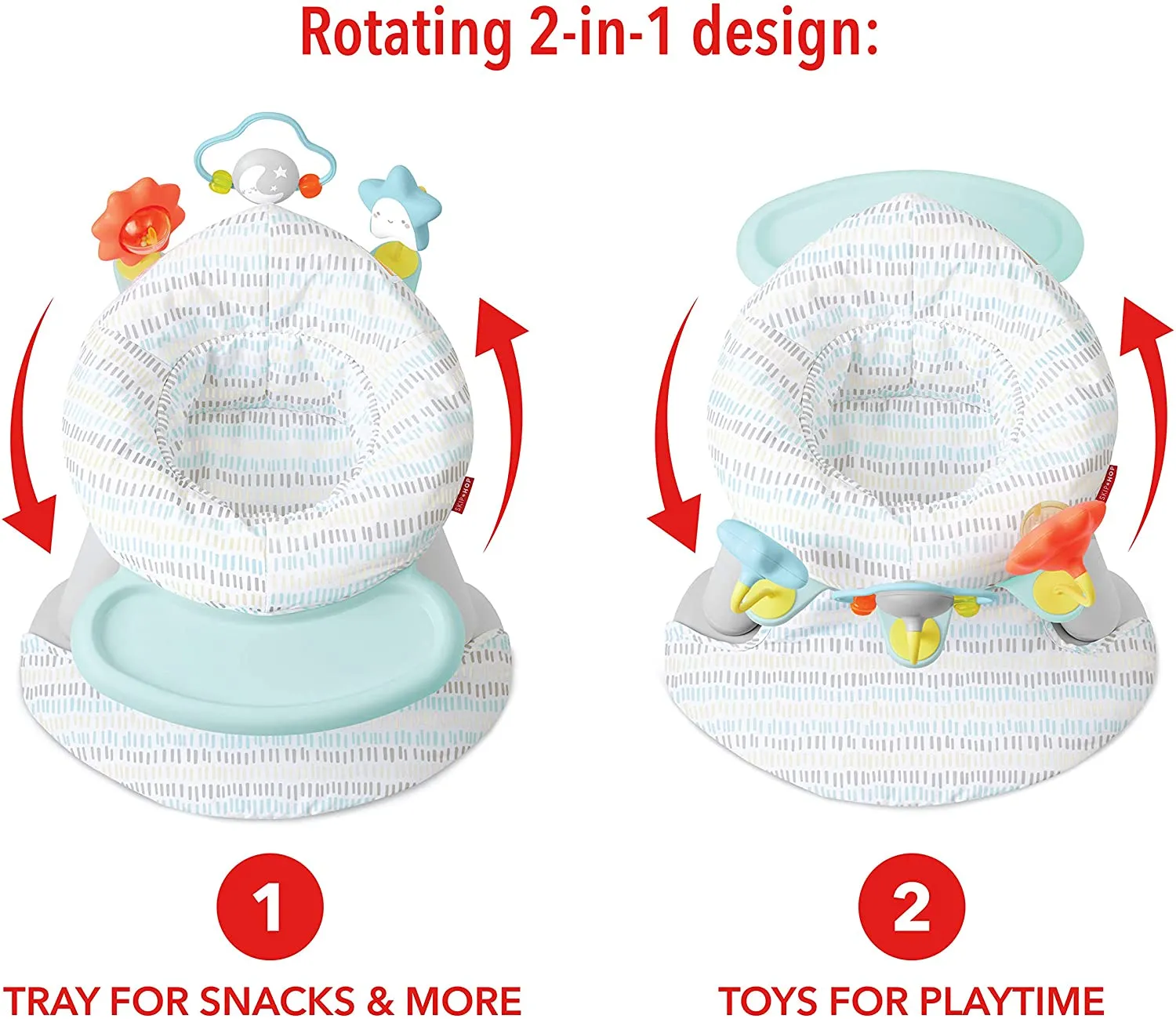 Skip Hop Silver Lining Cloud Baby Chair: 2-in-1 Sit-up Floor Seat & Infant Activity Seat with 3 developmental activities