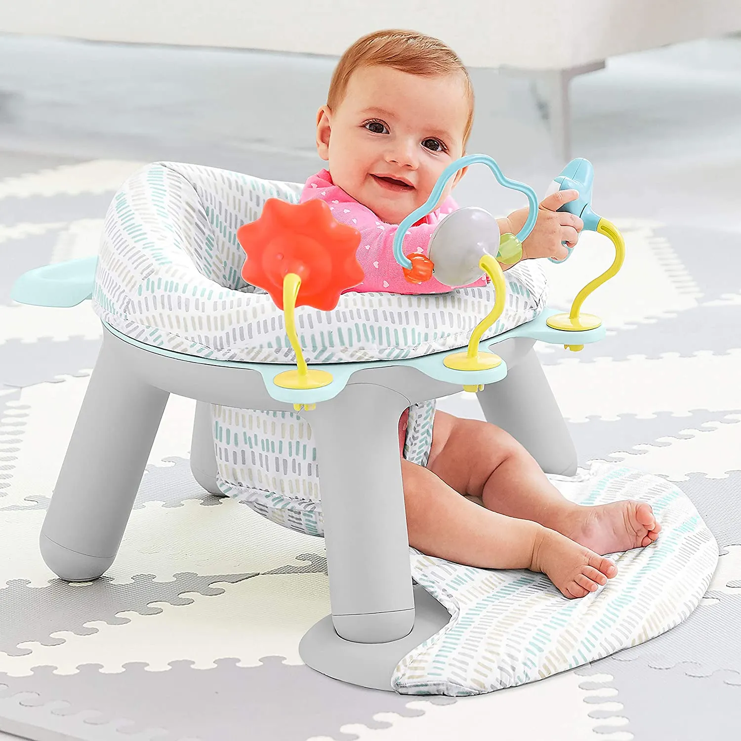 Skip Hop Silver Lining Cloud Baby Chair: 2-in-1 Sit-up Floor Seat & Infant Activity Seat with 3 developmental activities