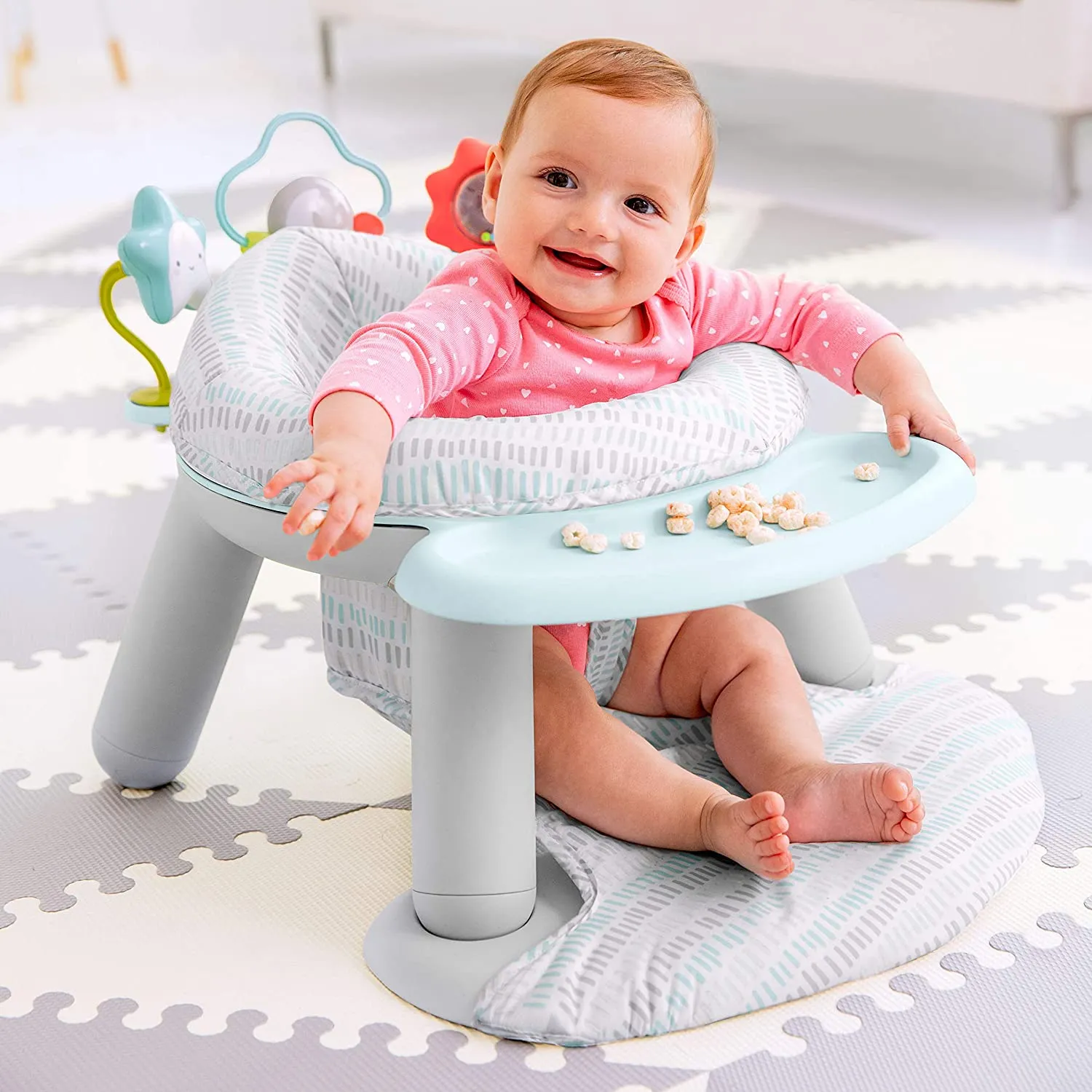 Skip Hop Silver Lining Cloud Baby Chair: 2-in-1 Sit-up Floor Seat & Infant Activity Seat with 3 developmental activities