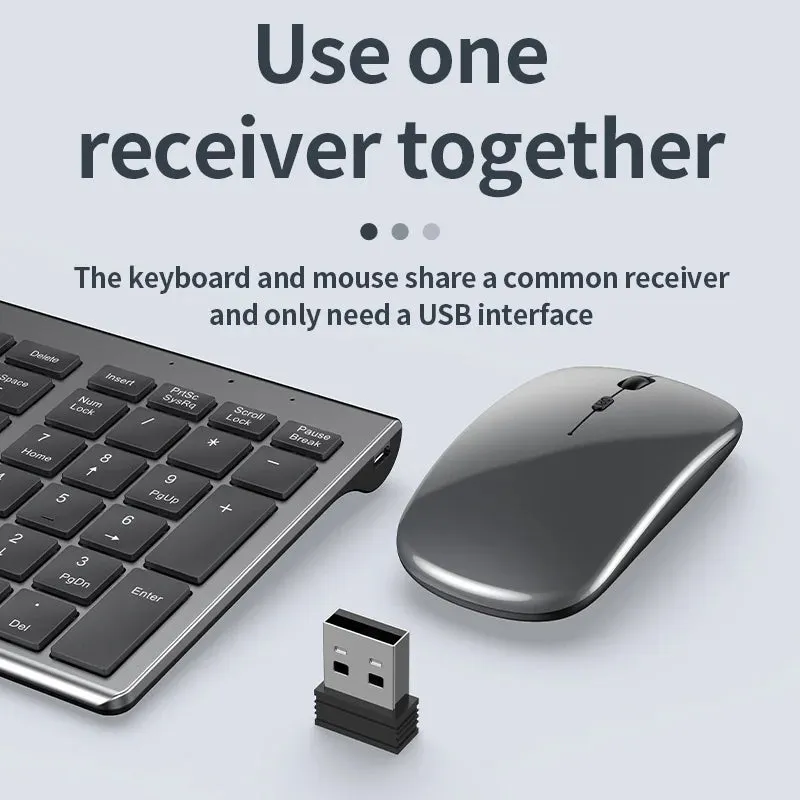 Slim Rechargeable Bluetooth Keyboard and Mouse Combo