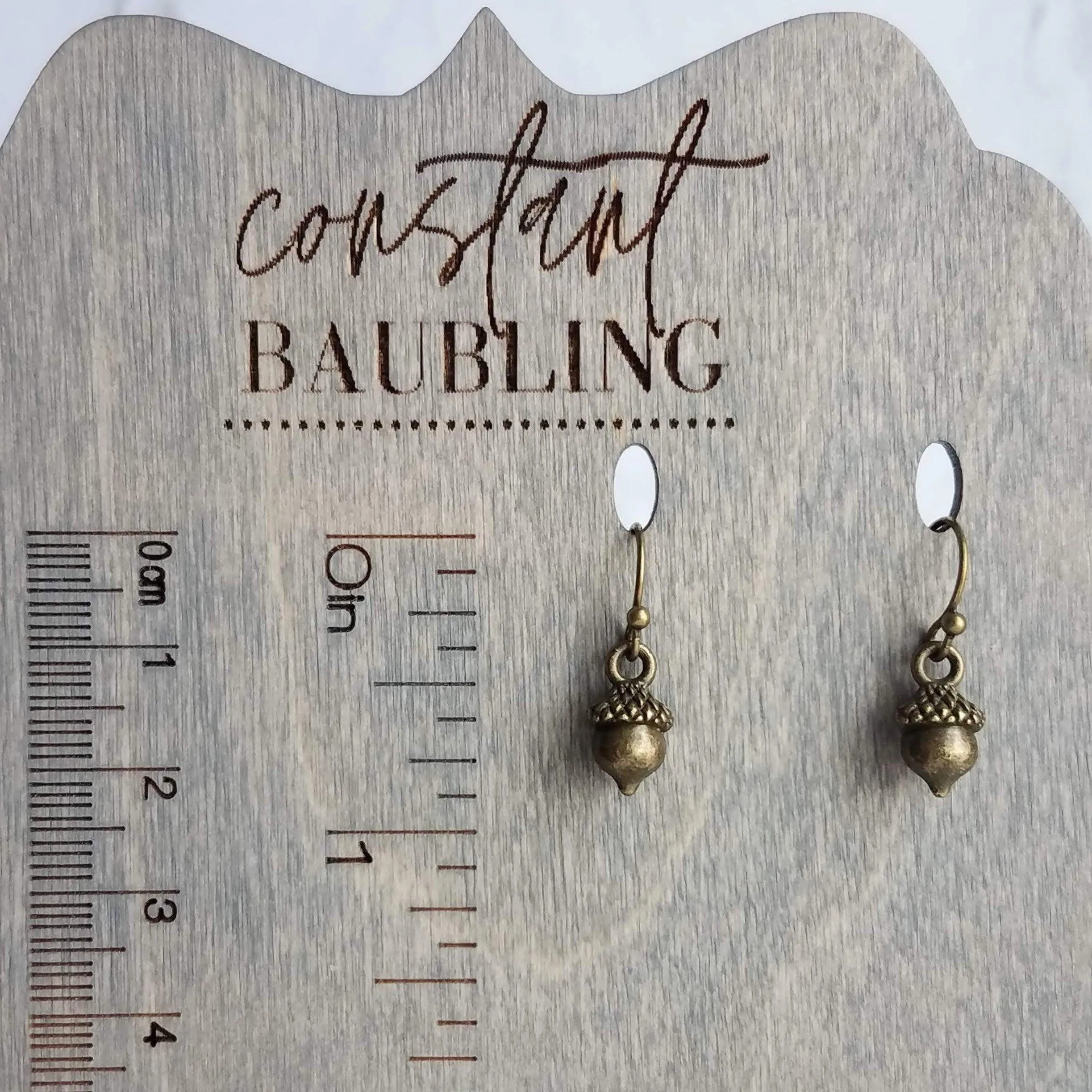 Small Acorn Earrings, dark antique brass acorns, bronze acorn, little acorn dangle, mini acorns, tree nut earring, squirrel earring, tiny