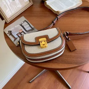 Small Style Contrast Panel Canvas Retro One Shoulder Crossbody Handbags