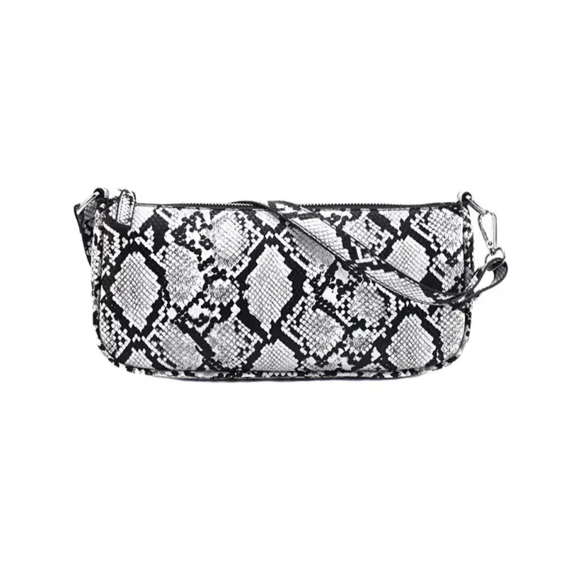 Snake Print Female Bag in PU Fabric | Trendy Baguette Style - 3 Color Options