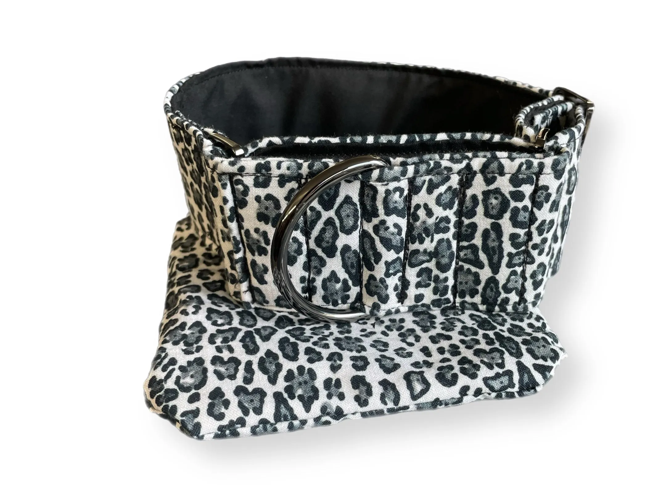 Snow leopard b&w greyhound whippet wide Martingale collar cotton covered super soft