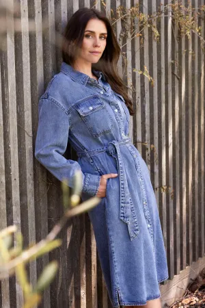 soft denim tie dress (586j5041a)