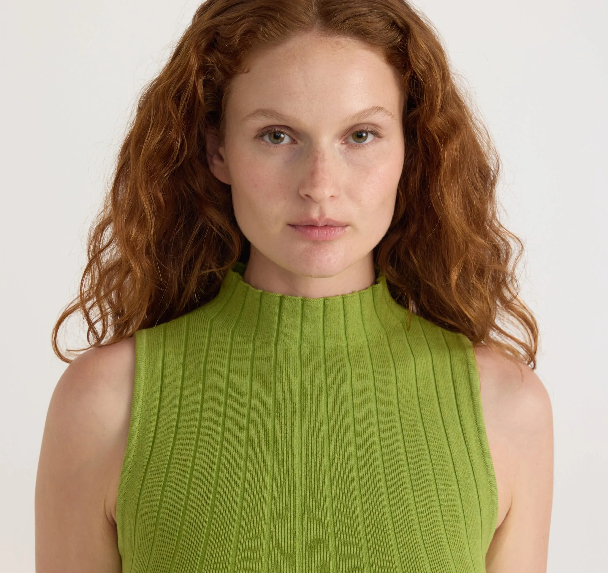 Soft Knit Rib Mock Neck Dress