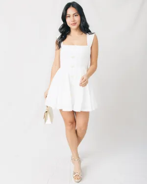 Soft Love Ribbon Button Detail Eyelet Mini Dress