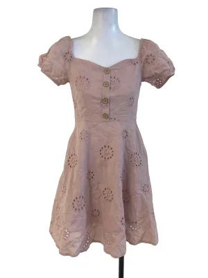 Soft Pink Eyelet Embroidered Dress