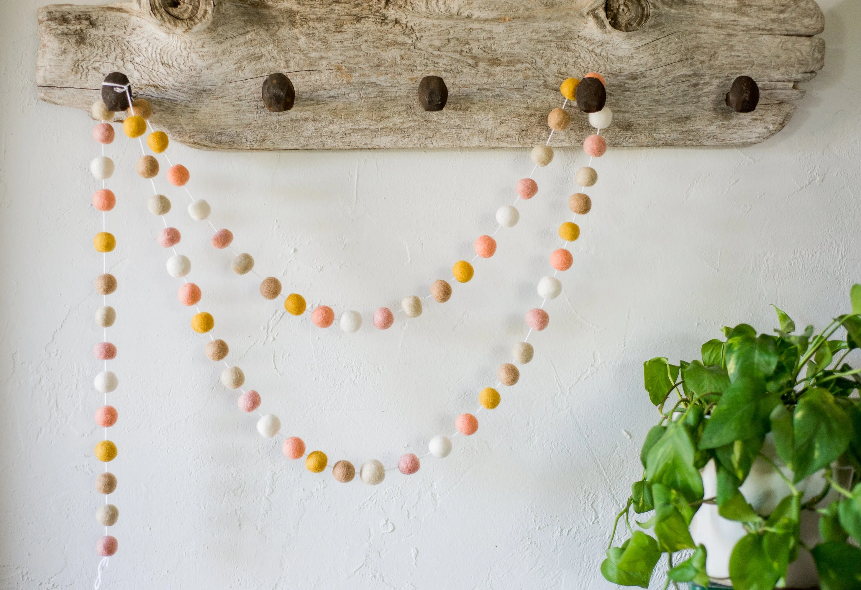 Soft Pinks & Gold Felt Ball Garland