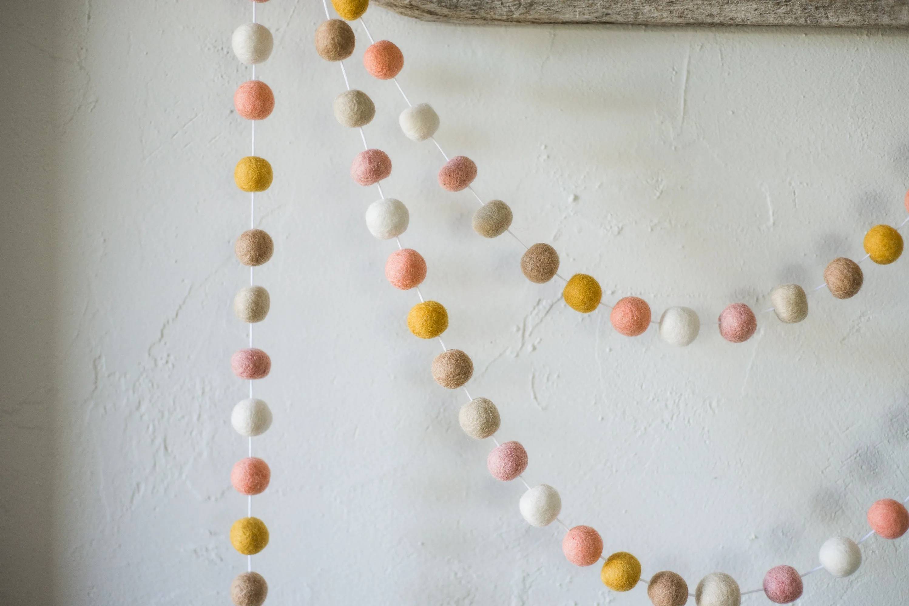 Soft Pinks & Gold Felt Ball Garland