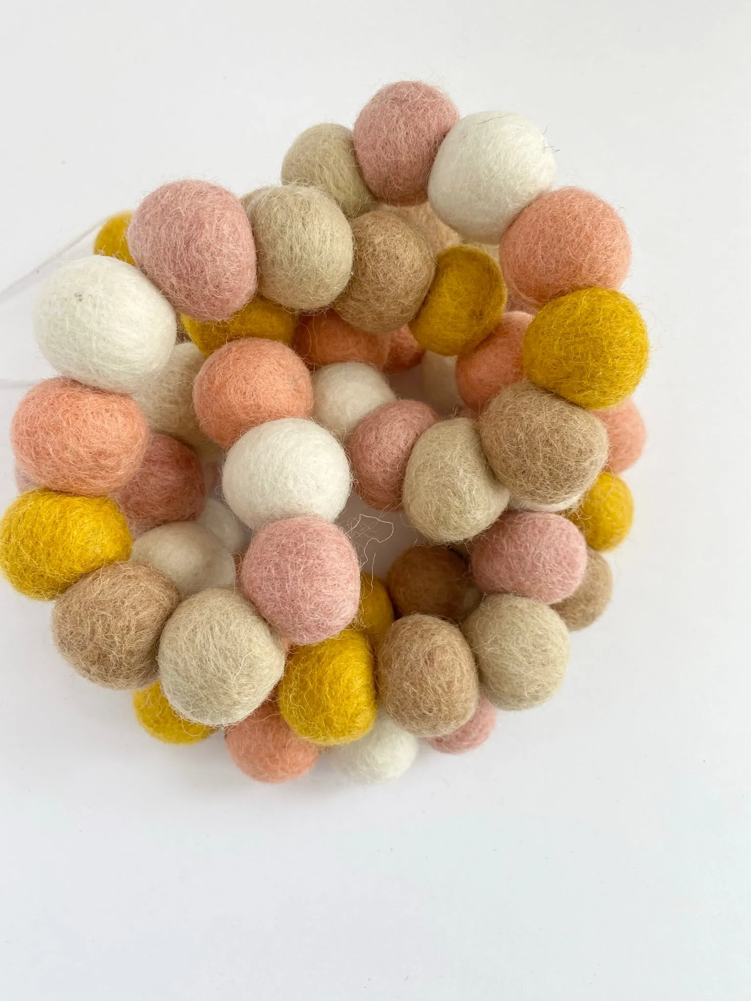 Soft Pinks & Gold Felt Ball Garland