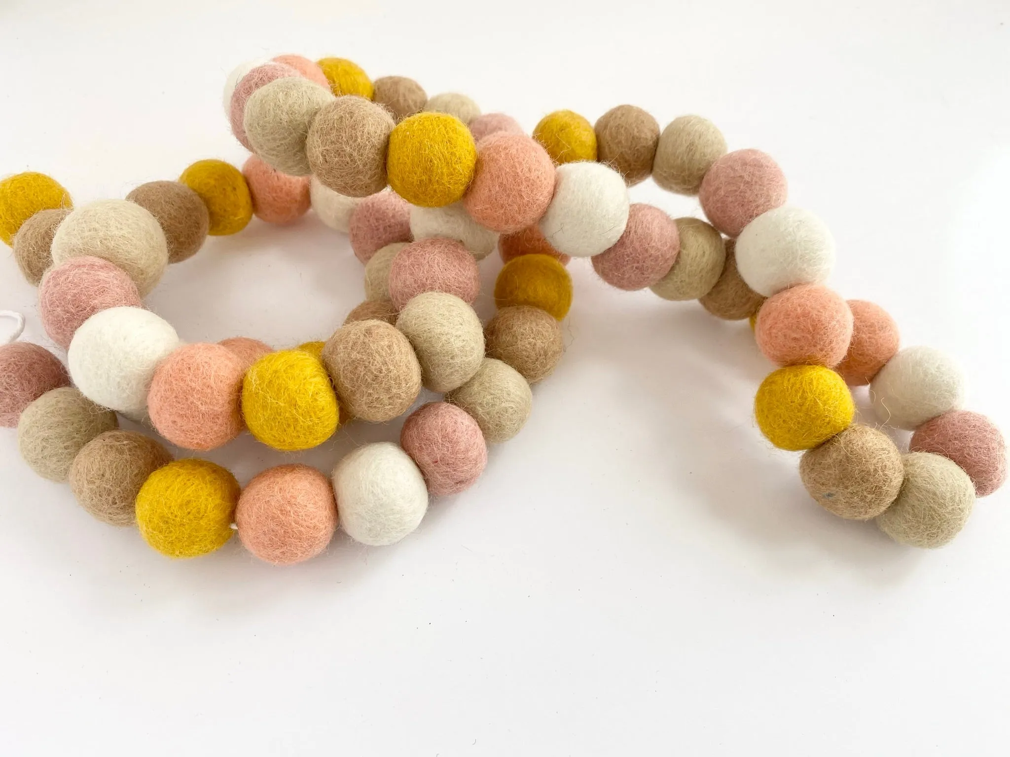 Soft Pinks & Gold Felt Ball Garland