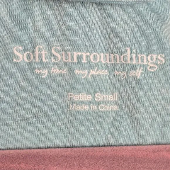 Soft Surroundings Blissful Bath Robe Bamboo Ruffle Sleeve Blue Aqua Petite Small