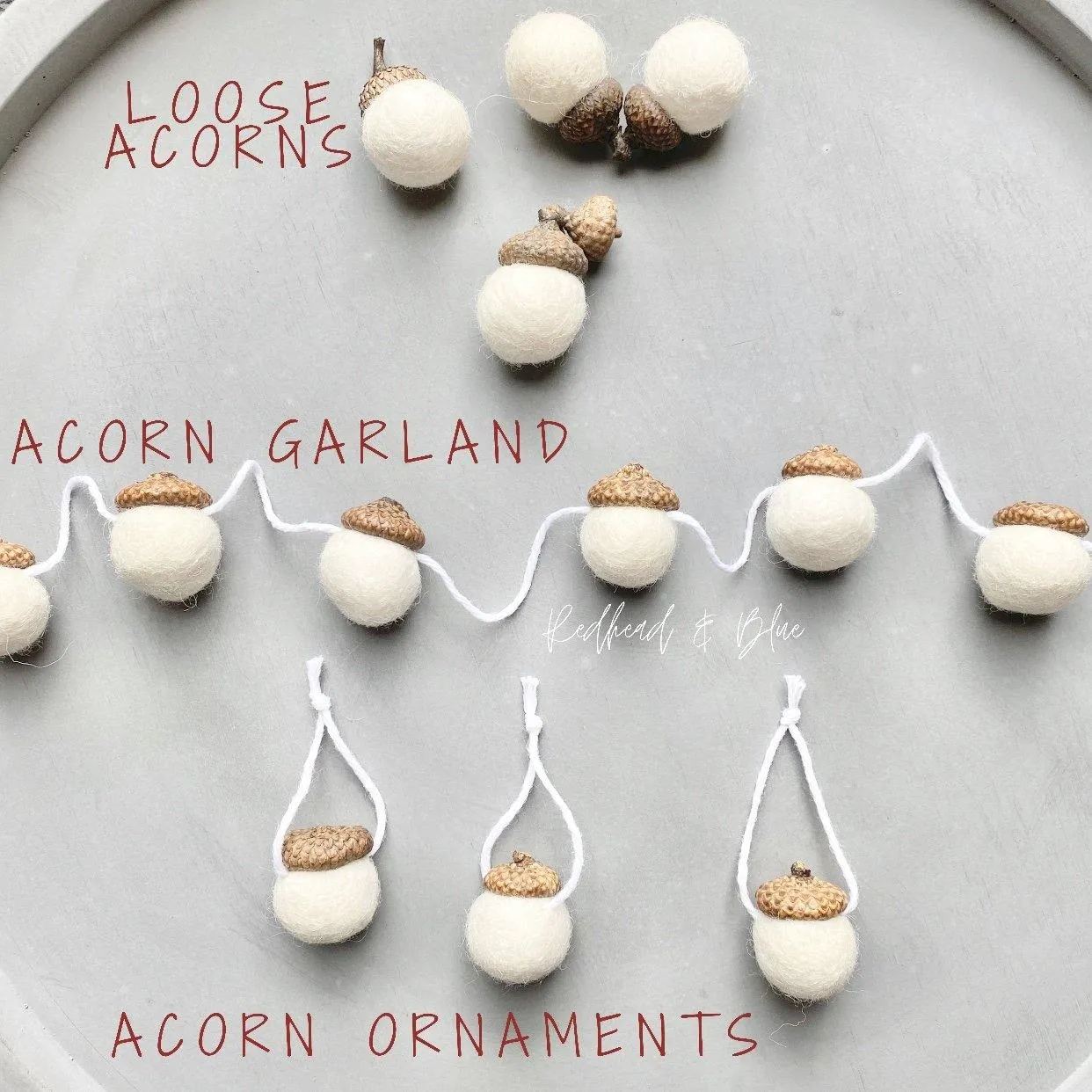 Soft Tones Wool Acorns